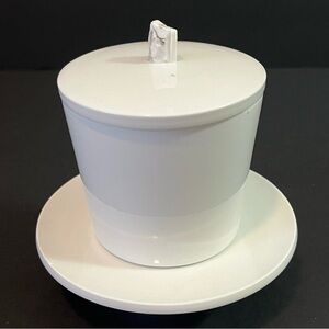 SPIN Ceramics Chaozhou China Tea Covered Cup Lidded Footed Saucer White Modern